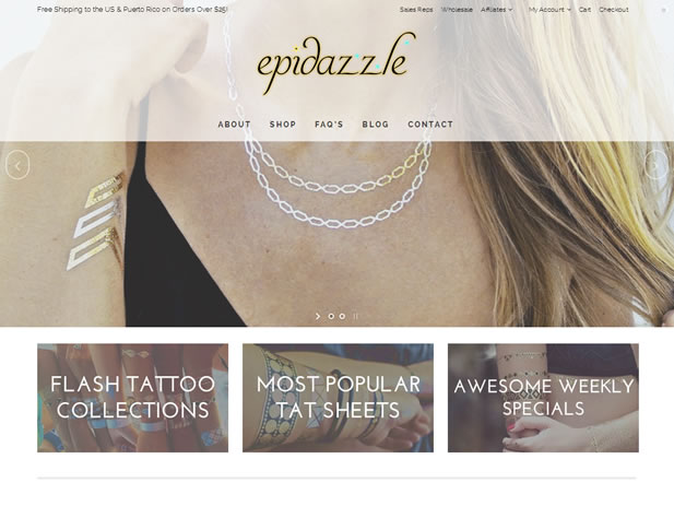 Epidazzle – Metallic Flash Tattoo Ecommerce Website